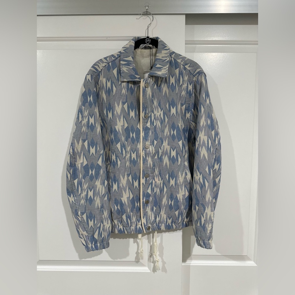 ZARA Men's Blue Patterned Jacket - Picture 6 of 16